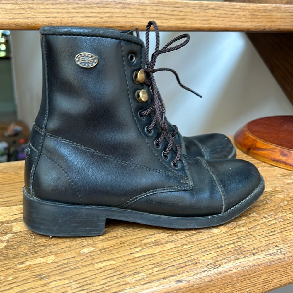 EquiStar Kids' All Weather Synthetic Laced Paddock Boot horseback riding horse